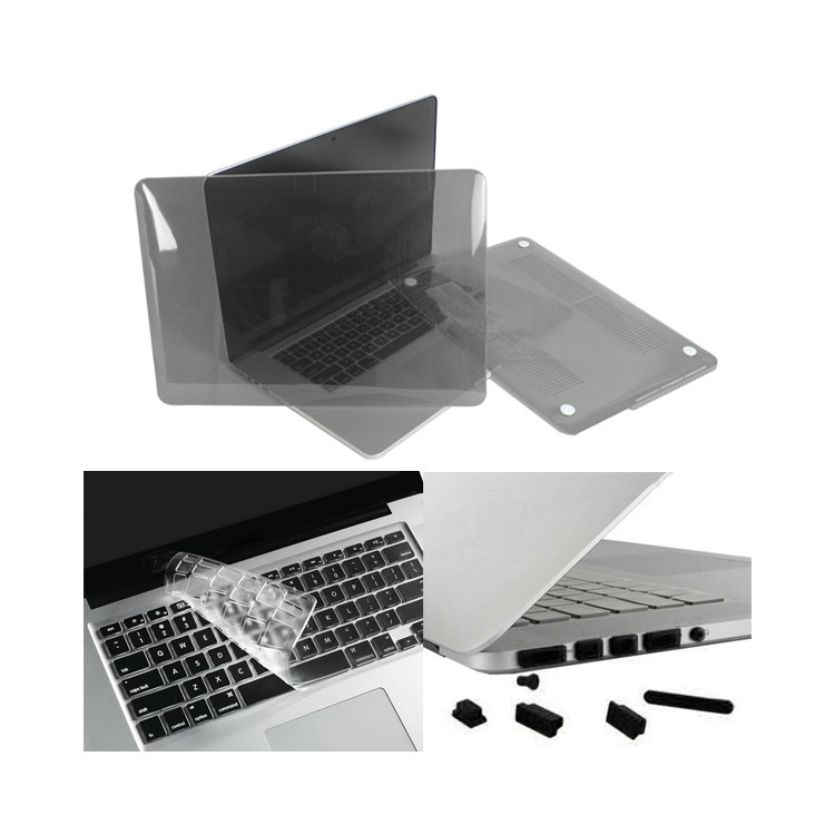 Grey ENKAY for MacBook Pro 13.3" A1425 Retina Display Crystal PC Cover + Keyboard Film + Anti-dust Plugs-1