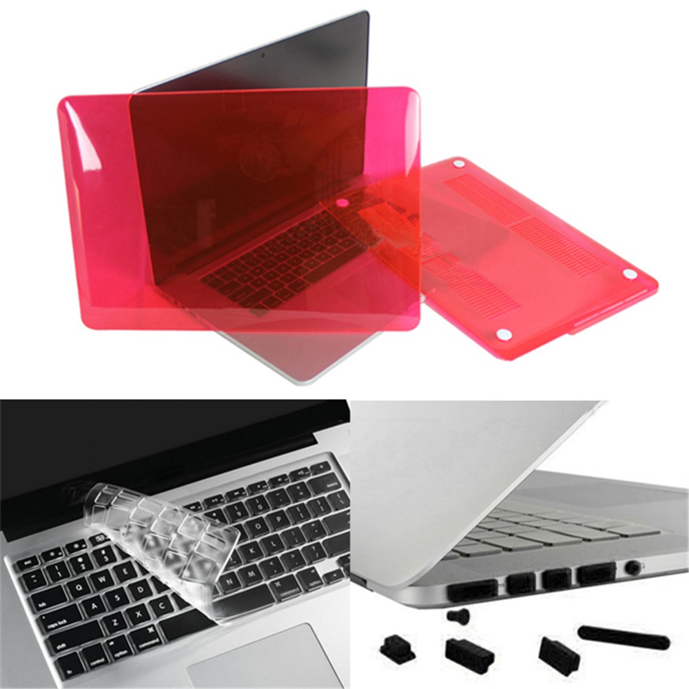 Red ENKAY for MacBook Pro 13.3" A1425 Retina Display Crystal PC Case + Keyboard Film + Anti-dust Plugs-1