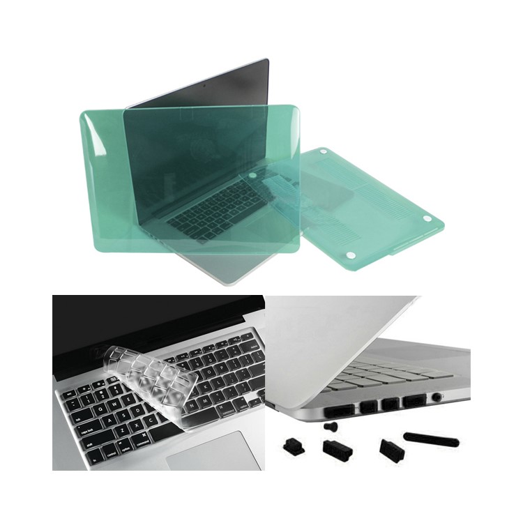 Green ENKAY for MacBook Pro 13.3" A1425 Retina Display Crystal PC Shell + Keyboard Film + Anti-dust Plugs-1