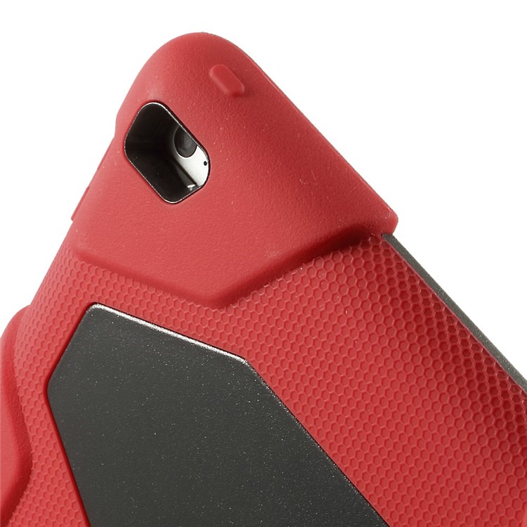 Military Duty PC + Silicone Hybrid Back Cover for iPad Air 2 w/ Kickstand - Red-6