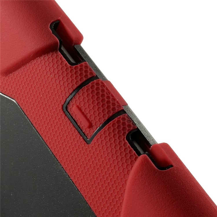 Military Duty PC + Silicone Hybrid Back Cover for iPad Air 2 w/ Kickstand - Red-7