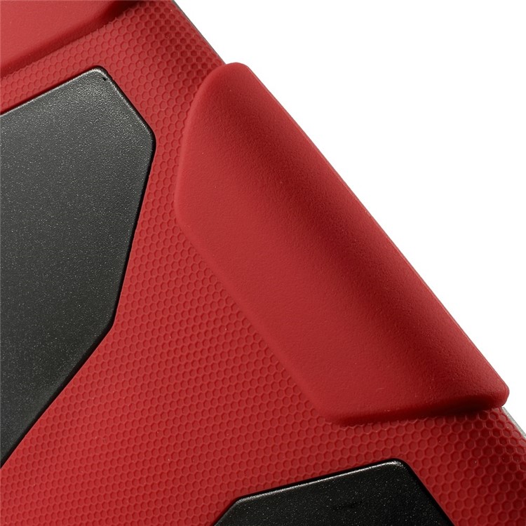 Military Duty PC + Silicone Hybrid Back Cover for iPad Air 2 w/ Kickstand - Red-8