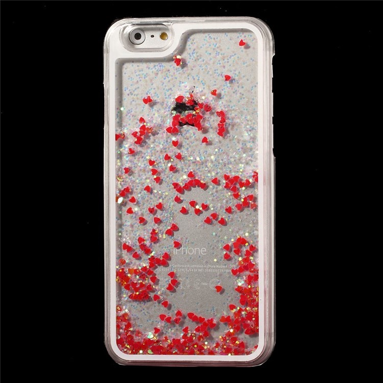 Dynamic Liquid Glitter Heart Plastic Case for iPhone 6s / 6 4.7 inch - Red-1