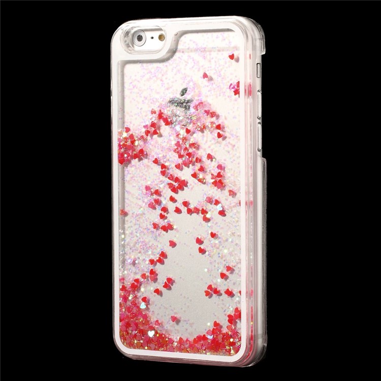 Dynamic Liquid Glitter Heart Plastic Case for iPhone 6s / 6 4.7 inch - Red-2