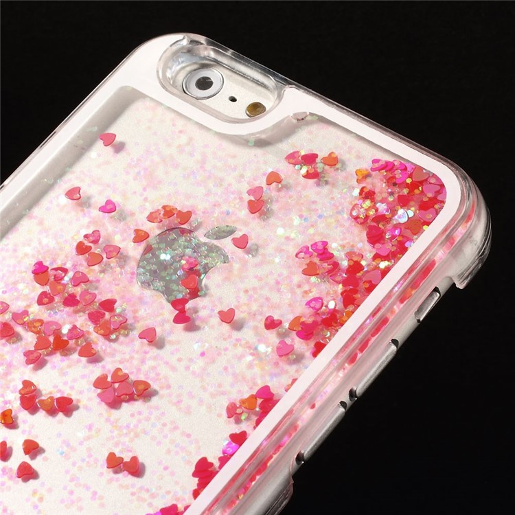 Dynamic Liquid Glitter Heart Plastic Case for iPhone 6s / 6 4.7 inch - Red-4