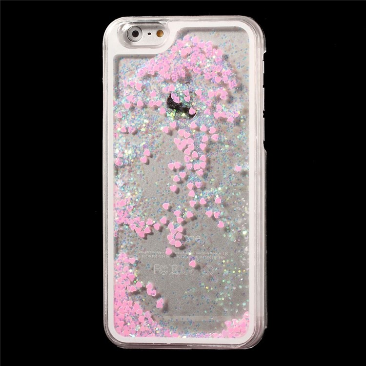 Dynamic Liquid Glitter Heart Plastic Cover for iPhone 6s / 6 4.7 inch - Pink-1