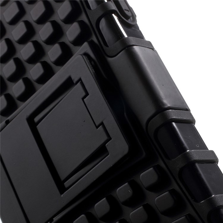 Anti-slip Grid Pattern PC + TPU Hybrid Case for iPhone 4s 4 with Kickstand - Black-8