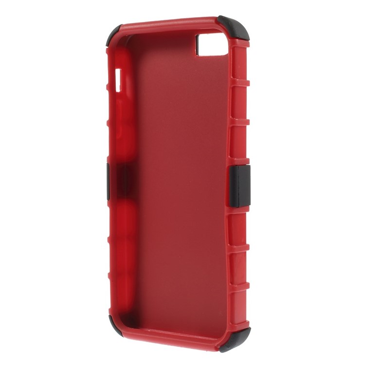 Detachable PC and TPU Cover for iPhone SE 5s 5 with Kickstand - Red-6