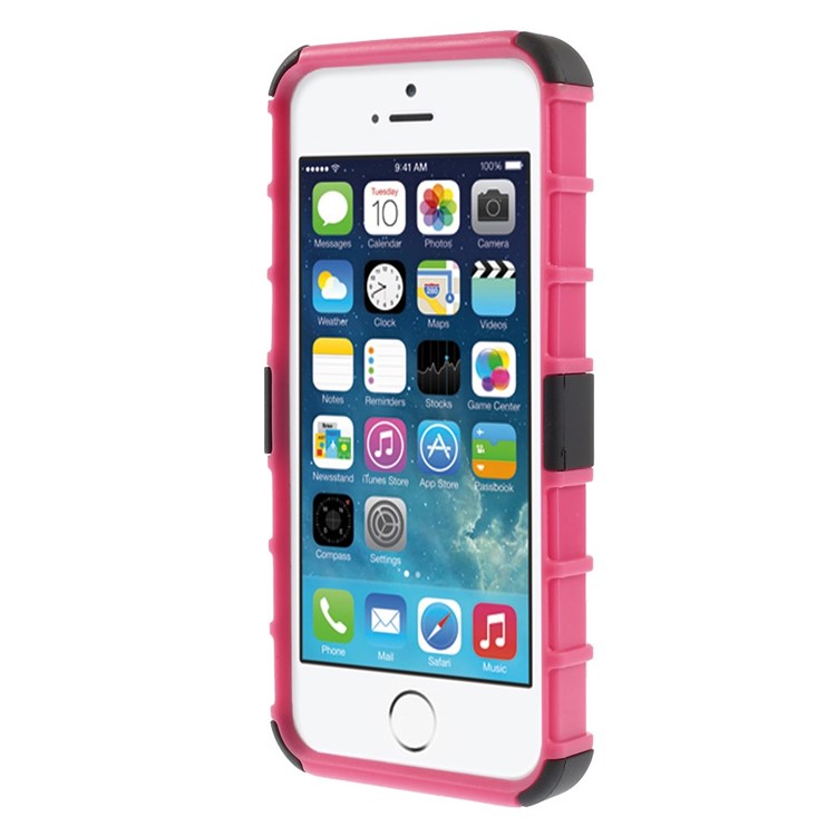 2-in-1 PC and TPU Shell Cover for iPhone SE 5s 5 with Kickstand - Rose-2