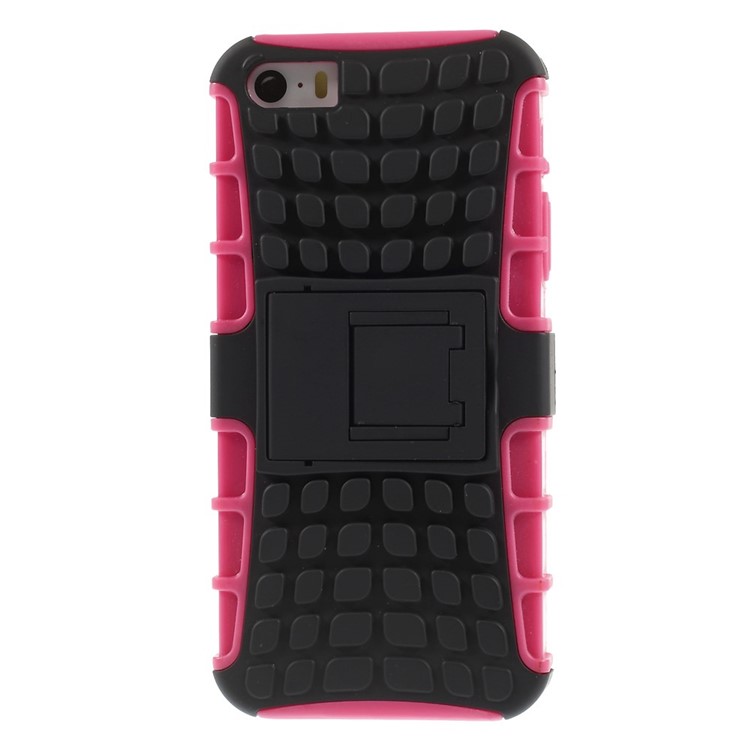 2-in-1 PC and TPU Shell Cover for iPhone SE 5s 5 with Kickstand - Rose-3
