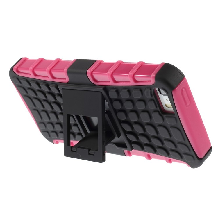 2-in-1 PC and TPU Shell Cover for iPhone SE 5s 5 with Kickstand - Rose-4