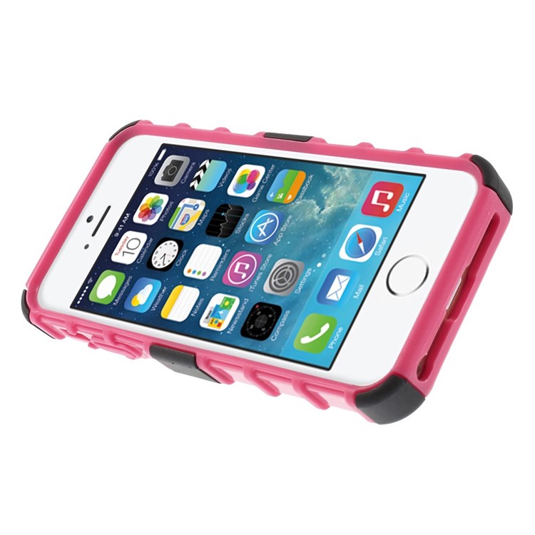 2-in-1 PC and TPU Shell Cover for iPhone SE 5s 5 with Kickstand - Rose-5