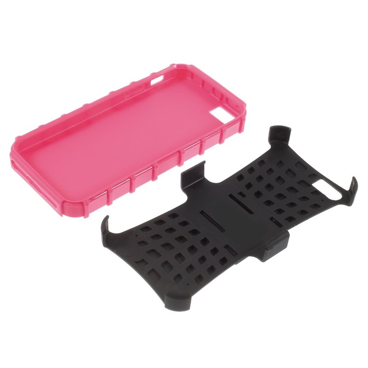 2-in-1 PC and TPU Shell Cover for iPhone SE 5s 5 with Kickstand - Rose-7