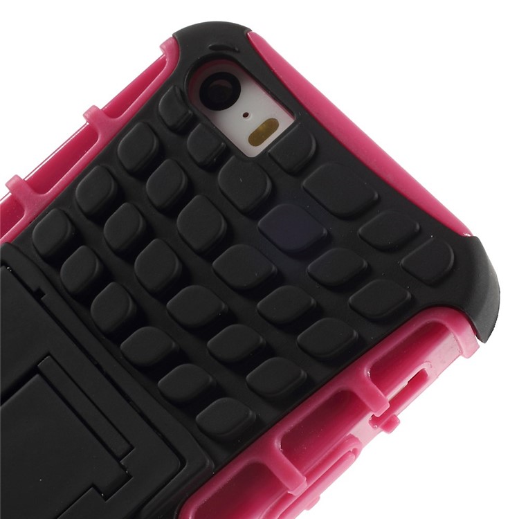 2-in-1 PC and TPU Shell Cover for iPhone SE 5s 5 with Kickstand - Rose-8