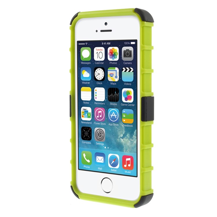 Hybrid PC and TPU Shell Case with Kickstand for iPhone SE 5s 5 - Green-2