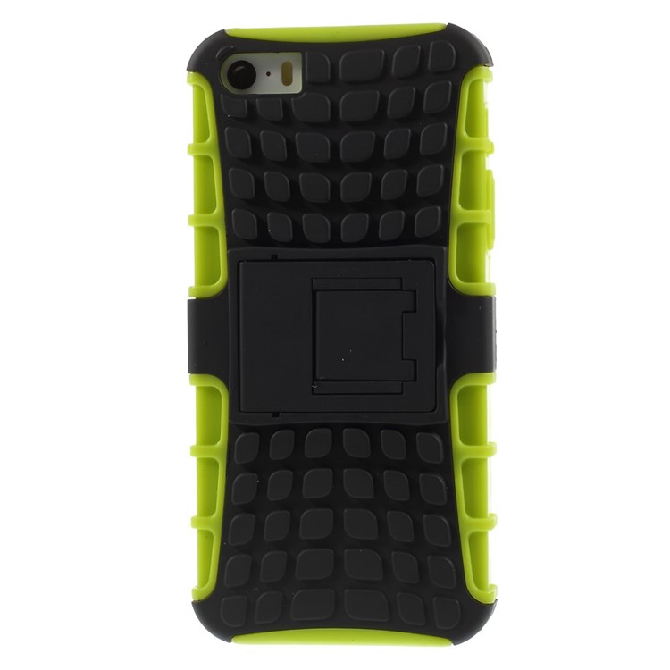Hybrid PC and TPU Shell Case with Kickstand for iPhone SE 5s 5 - Green-3