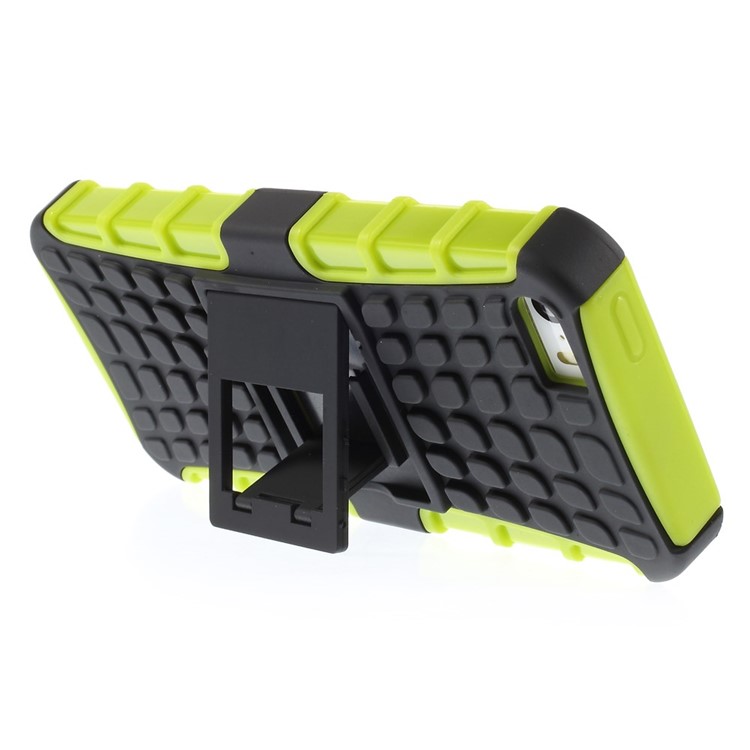 Hybrid PC and TPU Shell Case with Kickstand for iPhone SE 5s 5 - Green-4
