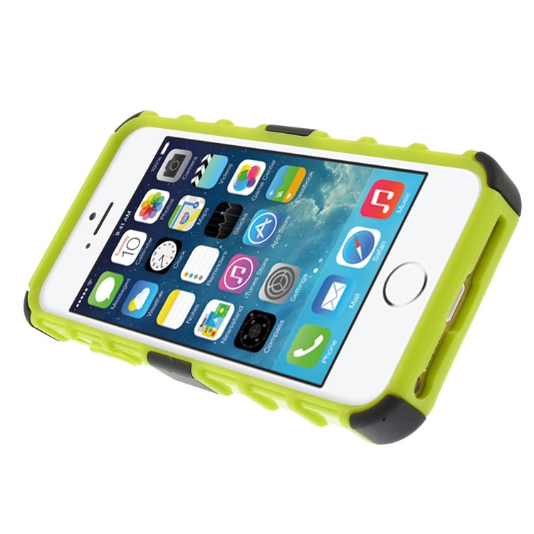 Hybrid PC and TPU Shell Case with Kickstand for iPhone SE 5s 5 - Green-5