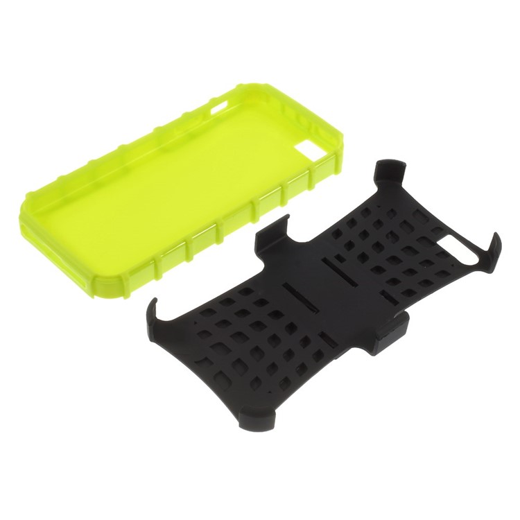 Hybrid PC and TPU Shell Case with Kickstand for iPhone SE 5s 5 - Green-7