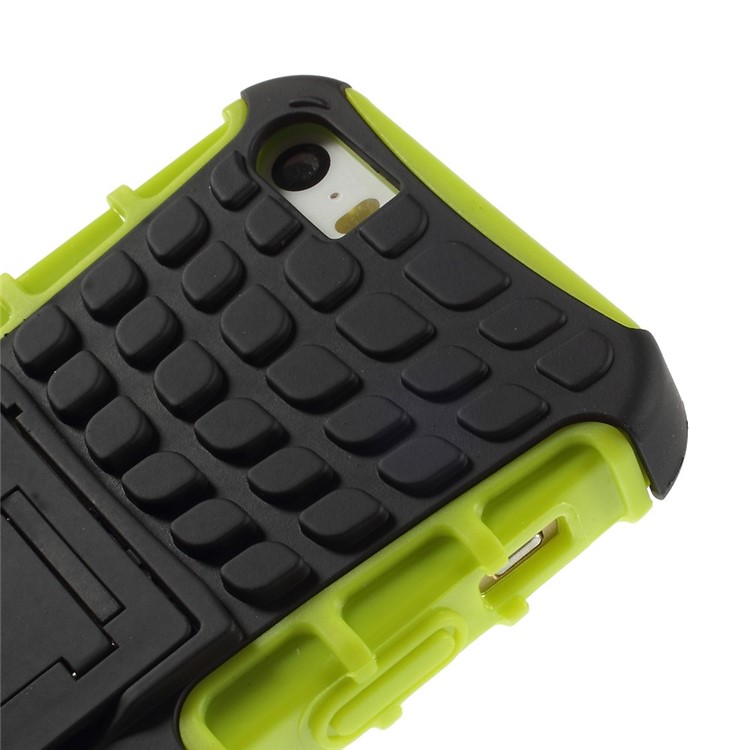 Hybrid PC and TPU Shell Case with Kickstand for iPhone SE 5s 5 - Green-8