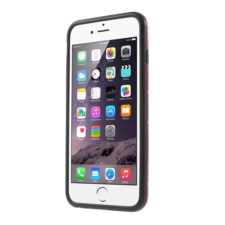 PC and TPU Hybrid Kickstand Cover for iPhone 6 Plus / 6s Plus - Red-2