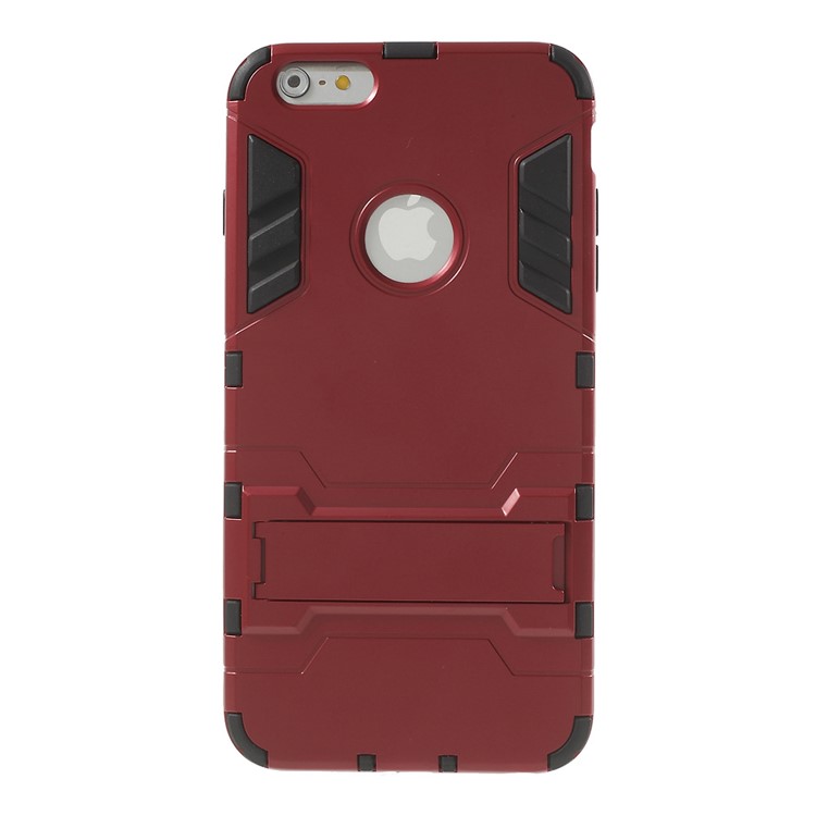 PC and TPU Hybrid Kickstand Cover for iPhone 6 Plus / 6s Plus - Red-3