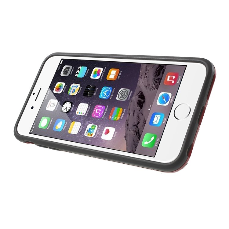 PC and TPU Hybrid Kickstand Cover for iPhone 6 Plus / 6s Plus - Red-4