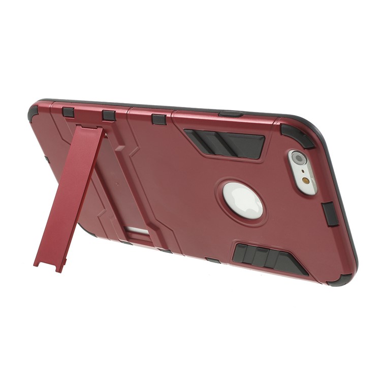 PC and TPU Hybrid Kickstand Cover for iPhone 6 Plus / 6s Plus - Red-5