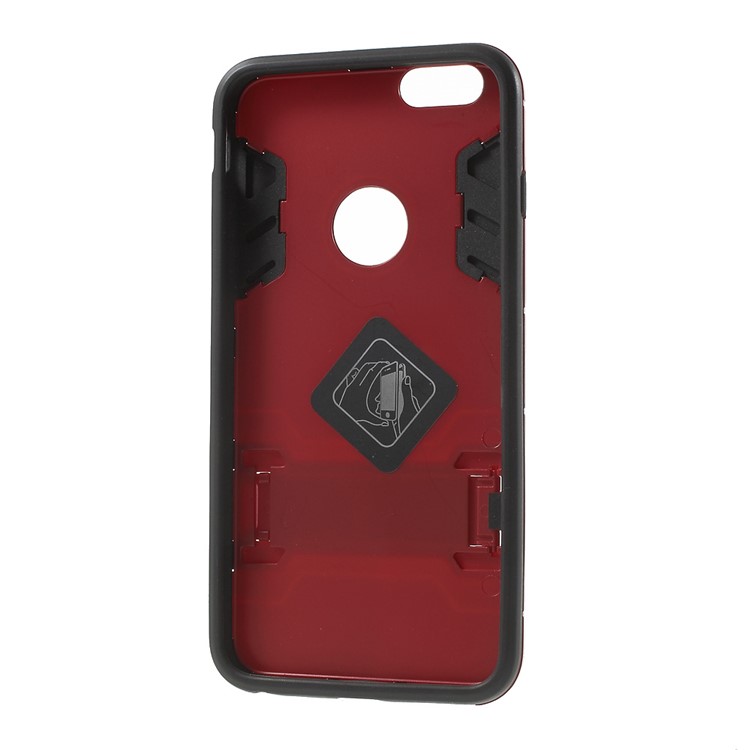 PC and TPU Hybrid Kickstand Cover for iPhone 6 Plus / 6s Plus - Red-7