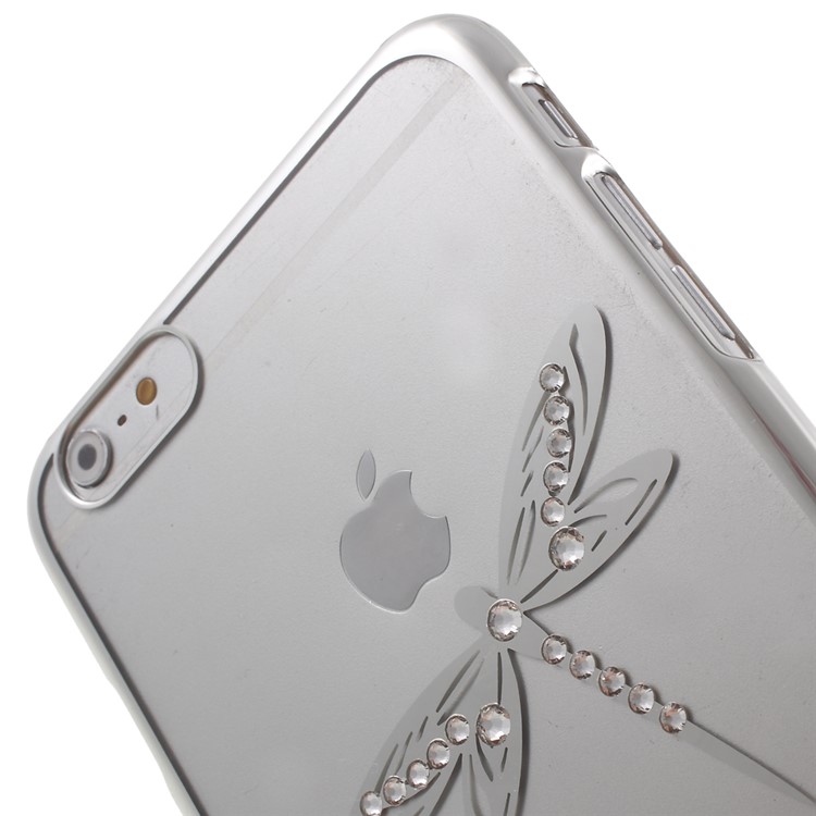 X-FITTED for iPhone 6 Plus / 6s Plus Swarovski Rhinestones Plated Hard Case Dragonfly Pattern - Silver-4