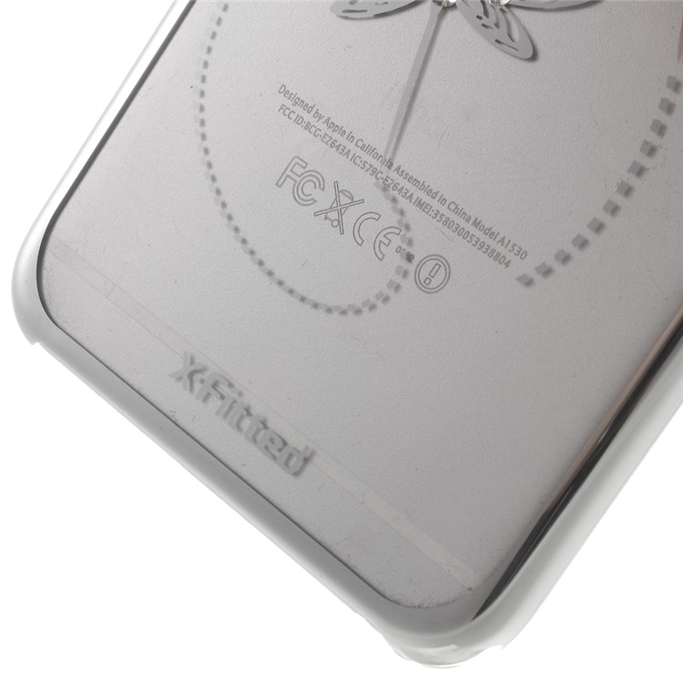 X-FITTED for iPhone 6 Plus / 6s Plus Swarovski Rhinestones Plated Hard Case Dragonfly Pattern - Silver-6