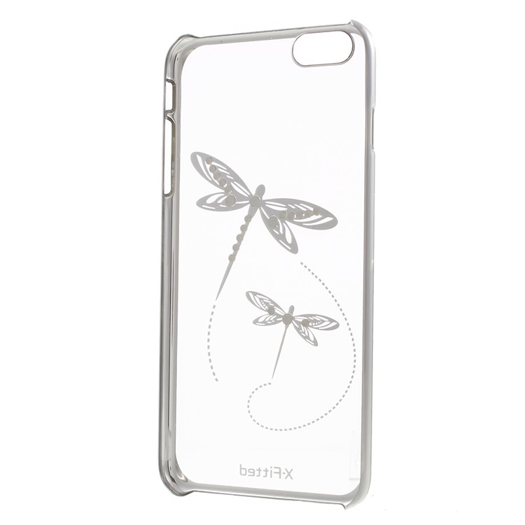X-FITTED for iPhone 6 Plus / 6s Plus Swarovski Rhinestones Plated Hard Case Dragonfly Pattern - Silver-7
