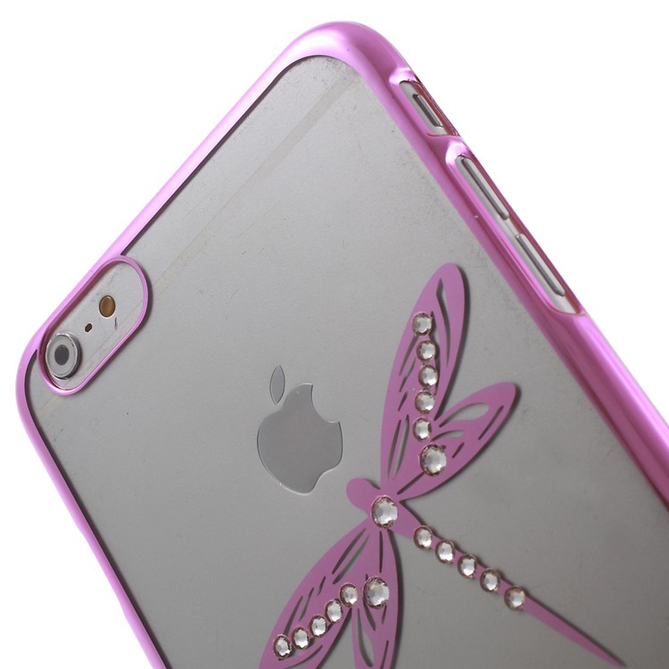X-FITTED for iPhone 6 Plus / 6s Plus Swarovski Rhinestones Plated Hard Cover Dragonfly Pattern - Pink-4