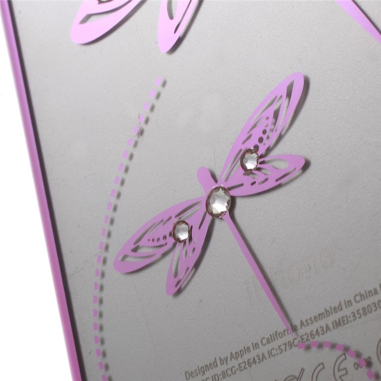X-FITTED for iPhone 6 Plus / 6s Plus Swarovski Rhinestones Plated Hard Cover Dragonfly Pattern - Pink-5