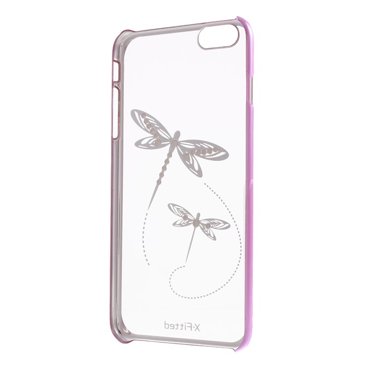 X-FITTED for iPhone 6 Plus / 6s Plus Swarovski Rhinestones Plated Hard Cover Dragonfly Pattern - Pink-7