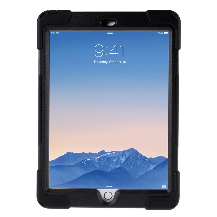 Silicone and PC Heavy Duty Case for iPad Air 2 with Touchable Screen Protector - Black-2