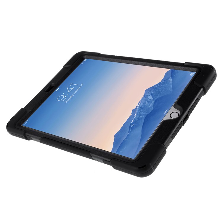 Silicone and PC Heavy Duty Case for iPad Air 2 with Touchable Screen Protector - Black-4