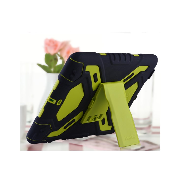 PEPKOO Spider Series for iPad Air Extreme Heavy Duty PC + Silicone Hybrid Cover - Black / Green-1
