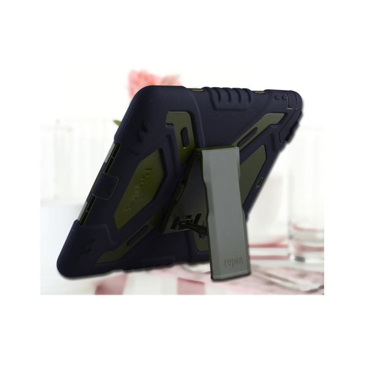 PEPKOO Spider Series for iPad Air Extreme Heavy Duty PC + Silicone Hybrid Shell - Black / Army Green-1