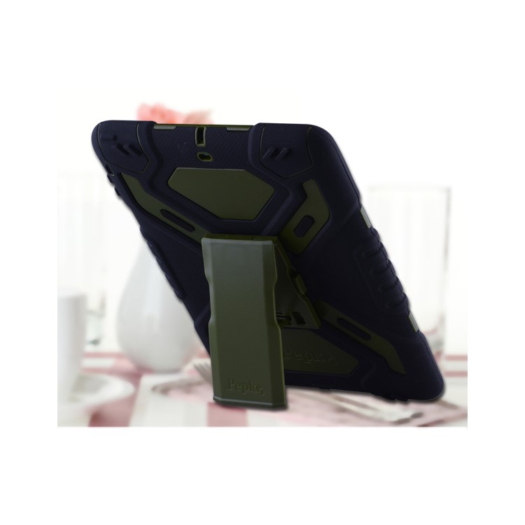 PEPKOO Spider Series for iPad Air Extreme Heavy Duty PC + Silicone Hybrid Shell - Black / Army Green-2