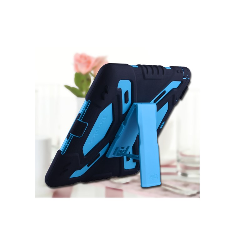 PEPKOO Spider Series for iPad Air Extreme Heavy Duty PC + Silicone Hybrid Case Cover - Black / Blue-1