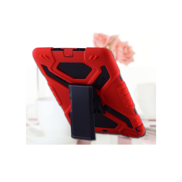 PEPKOO Spider Series for iPad Air Extreme Heavy Duty PC + Silicone Hybrid Cover Case - Red / Black-2