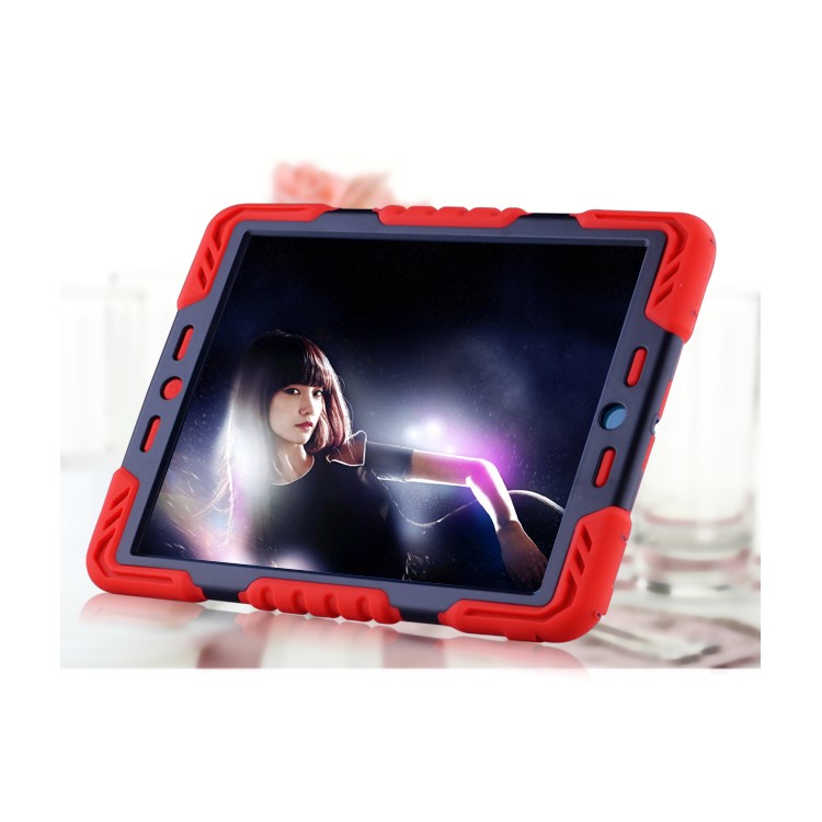 PEPKOO Spider Series for iPad Air Extreme Heavy Duty PC + Silicone Hybrid Cover Case - Red / Black-3