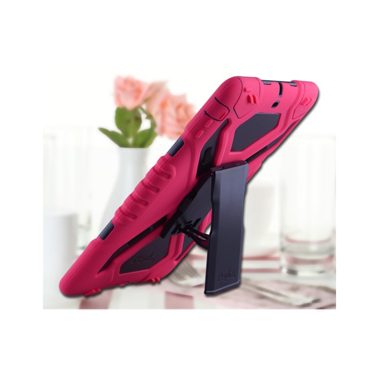 PEPKOO Spider Series for iPad Air Extreme Heavy Duty PC + Silicone Hybrid Shell Case - Rose / Black-2