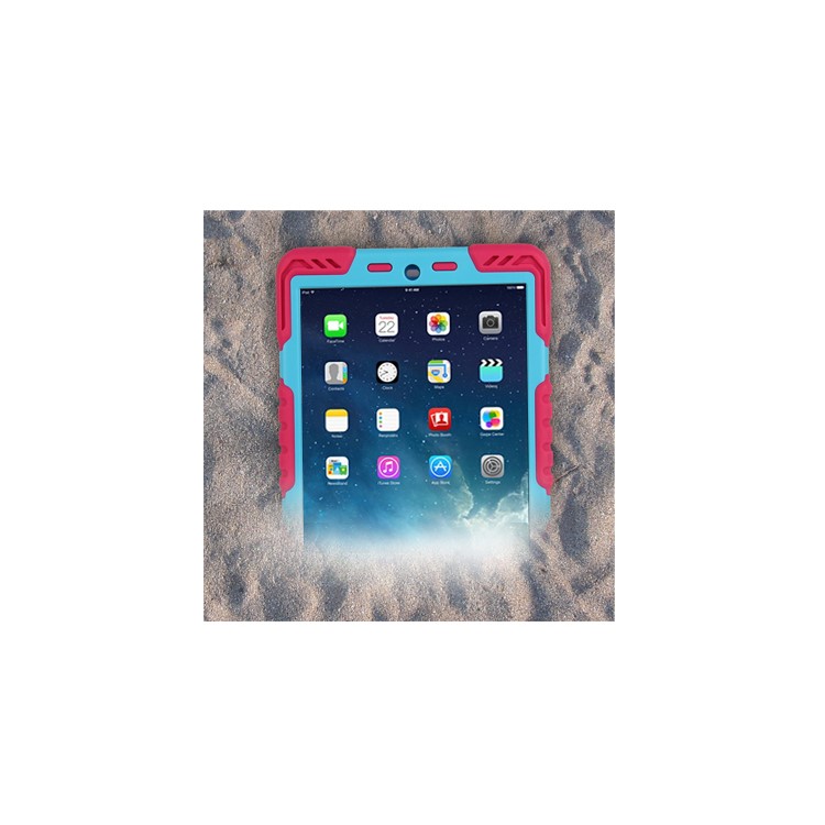 PEPKOO Spider Series for iPad Air Extreme Heavy Duty PC + Silicone Hybrid Cover - Rose / Blue-2