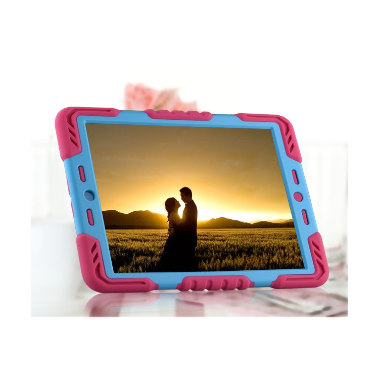 PEPKOO Spider Series for iPad Air Extreme Heavy Duty PC + Silicone Hybrid Cover - Rose / Blue-4