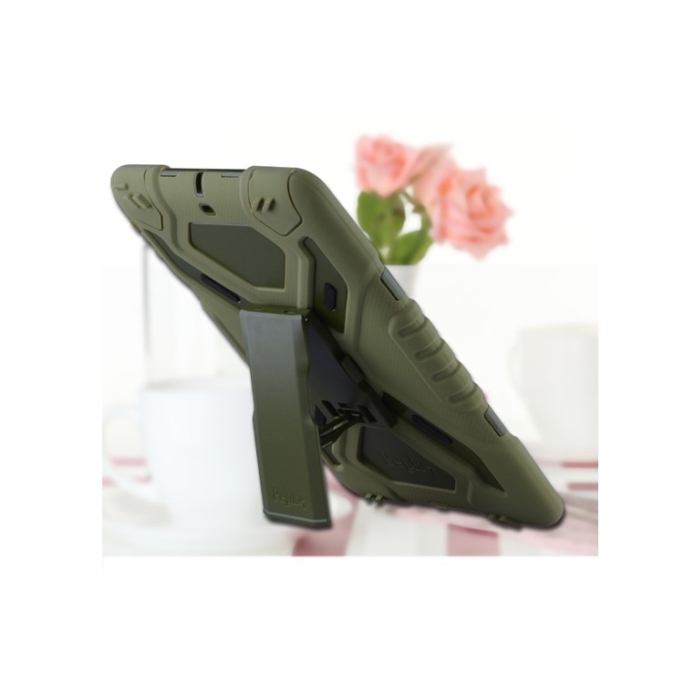 PEPKOO Spider Series for iPad Air Extreme Heavy Duty PC + Silicone Hybrid Case - Army Green-1