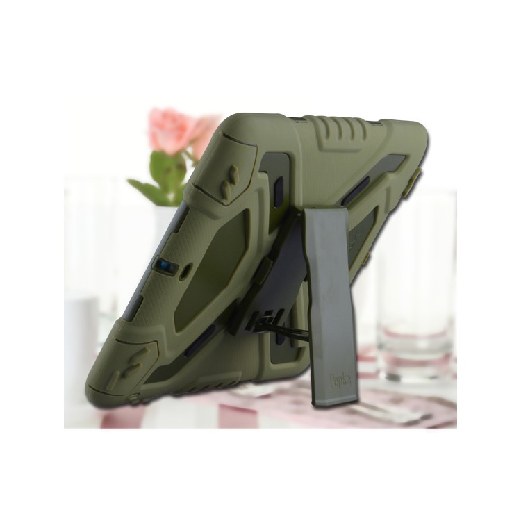 PEPKOO Spider Series for iPad Air Extreme Heavy Duty PC + Silicone Hybrid Case - Army Green-2
