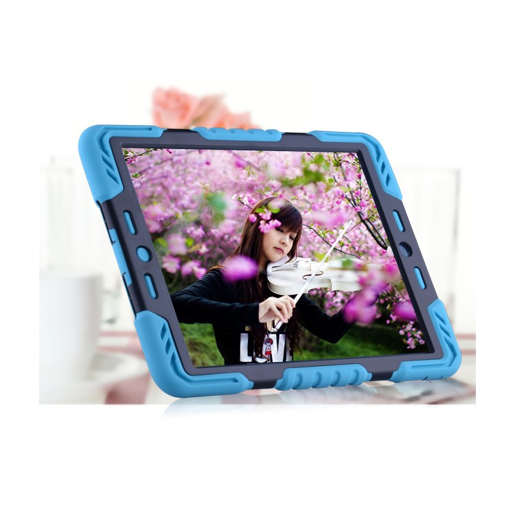 PEPKOO Spider Series for iPad Air Extreme Heavy Duty PC + Silicone Hybrid Case Shell - Blue / Black-2