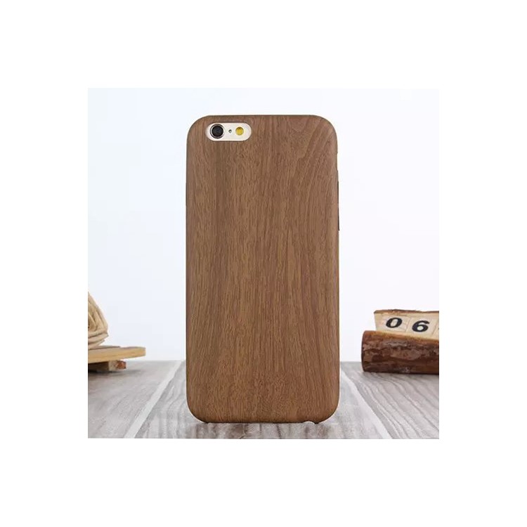 Wood Grain Leather Coated Plastic Case for iPhone 6s 6 4.7 inch - Brown-1